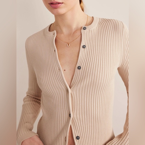 Boden Ribbed Detail Cardigan, Rope XL - Picture 3 of 14